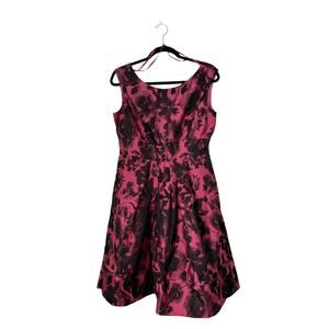 Eliza J Dress 10 Jacquard Fit n Flare Formal Evening Pleated Floral Sleeveless